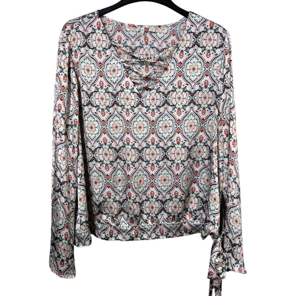 Cato Long Sleeve V-Neck Blouse Tie Waist Women's Plus Size 22/24W